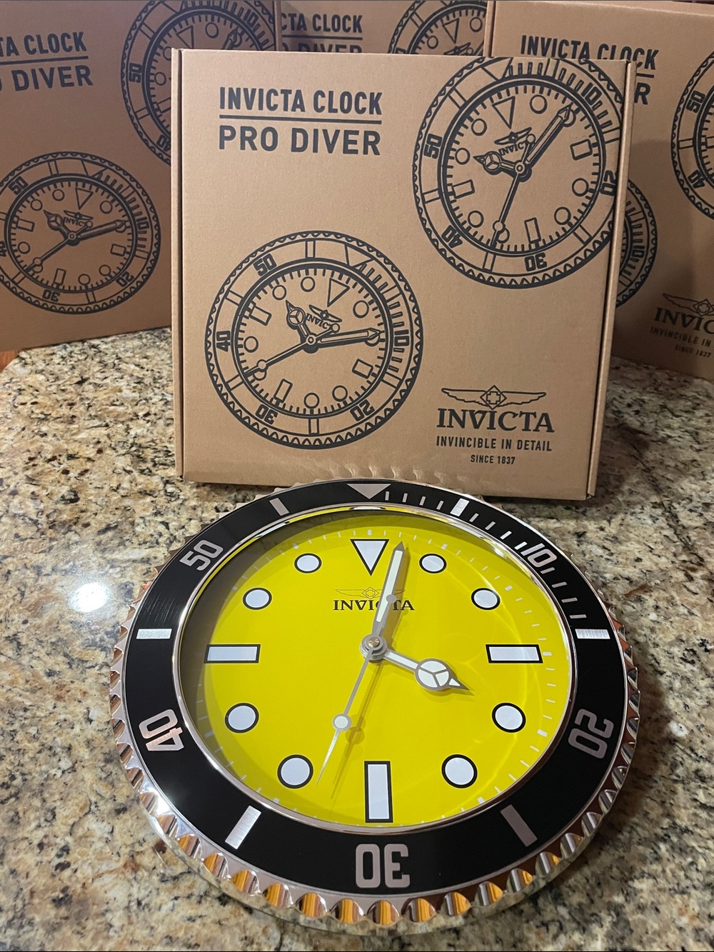 Invicta Yellow and Black Pro Diver 12 inch Wall Clock